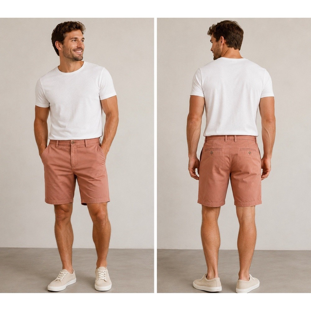 Men's Express Chino Shorts Size 38 Slim 8in, Rust Brown Color Preppy